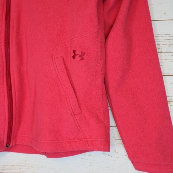 Under Armour Pink Fleece Front Zip Jacket Large - Picture 2 of 5